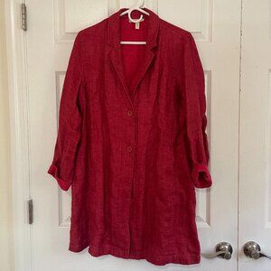 Eileen Fisher Red Organic Linen Swing Coat